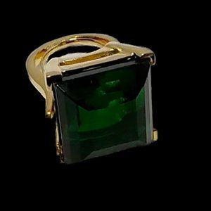 KENNETH JAY LANE, EMERALD CRYSTAL SQUARE STATEMENT RING